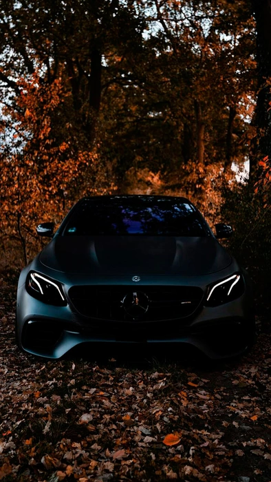 Стильный Mercedes Benz CLA на фоне осенней листвы