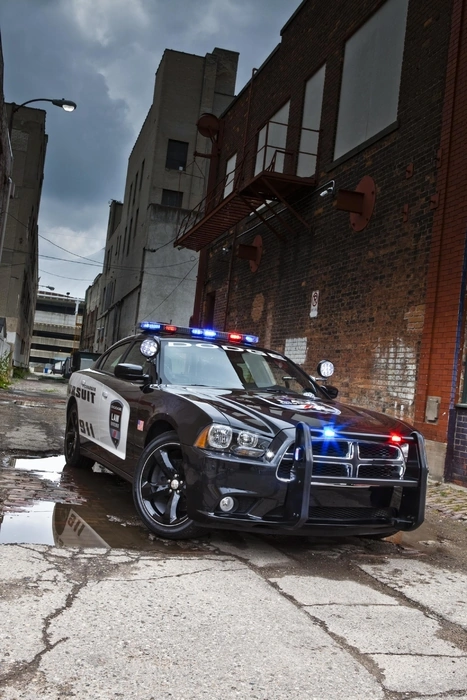 Police car in the alley