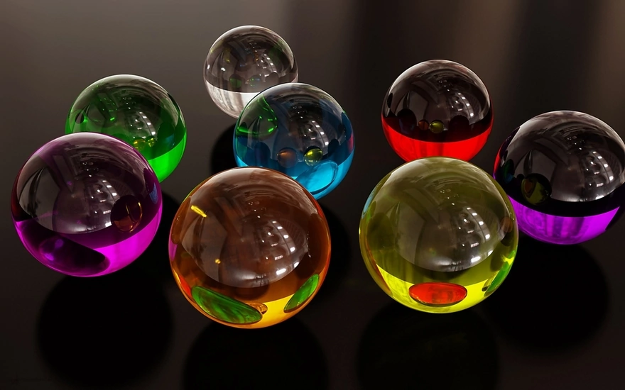 Разноцветные стеклянный шары в 3D