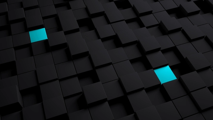 Два голубых кубика посреди множества чёрных