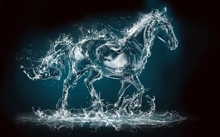 3D horse out of the water
