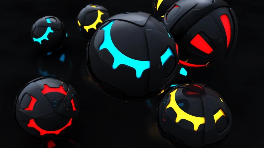 Image: Spheres, orbs, dark background