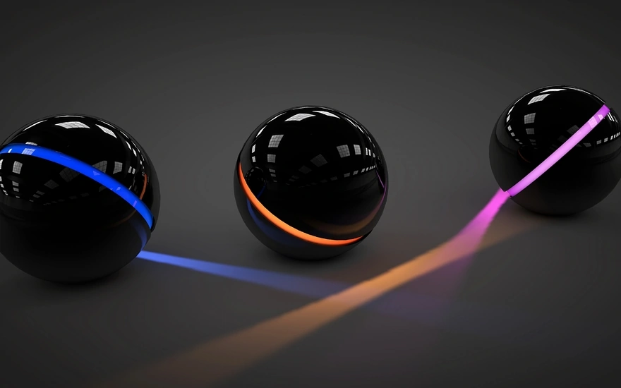 Black balls with colored stripes