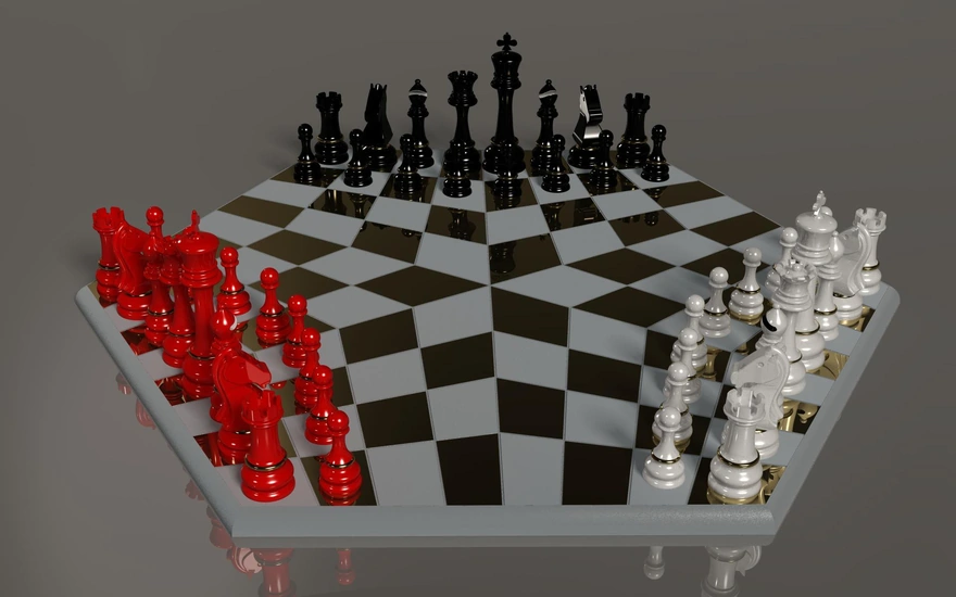 Шестиугольная шахматная доска в 3D