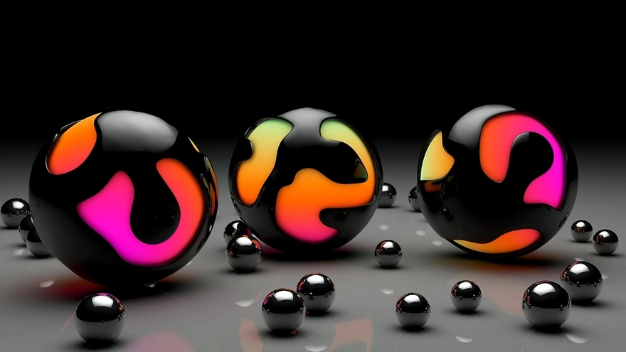 Картинка: Шар, сфера, шарики, отражение