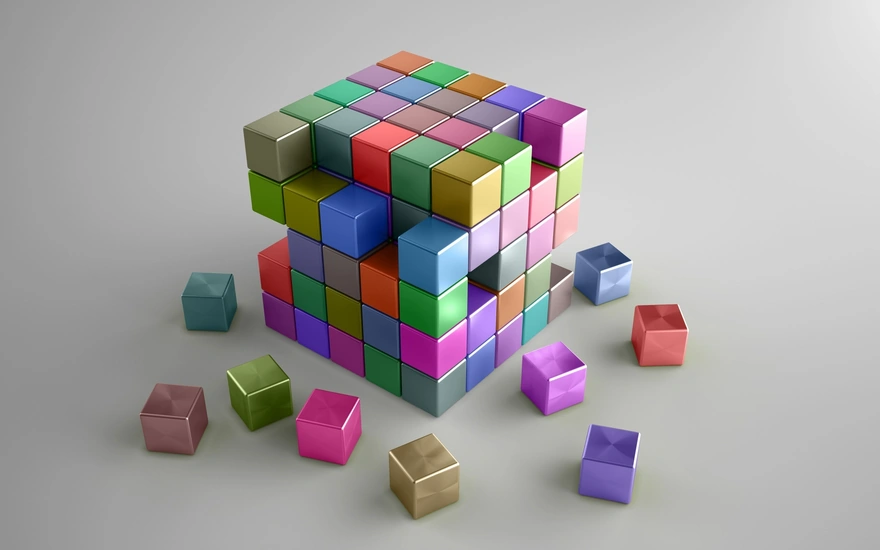 Кубик из множества маленьких кубиков