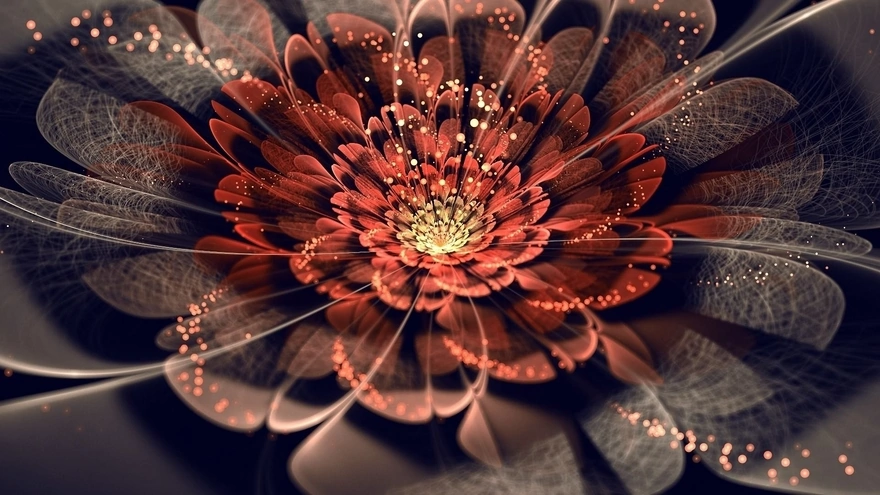 Фрактальный цветок в бликах