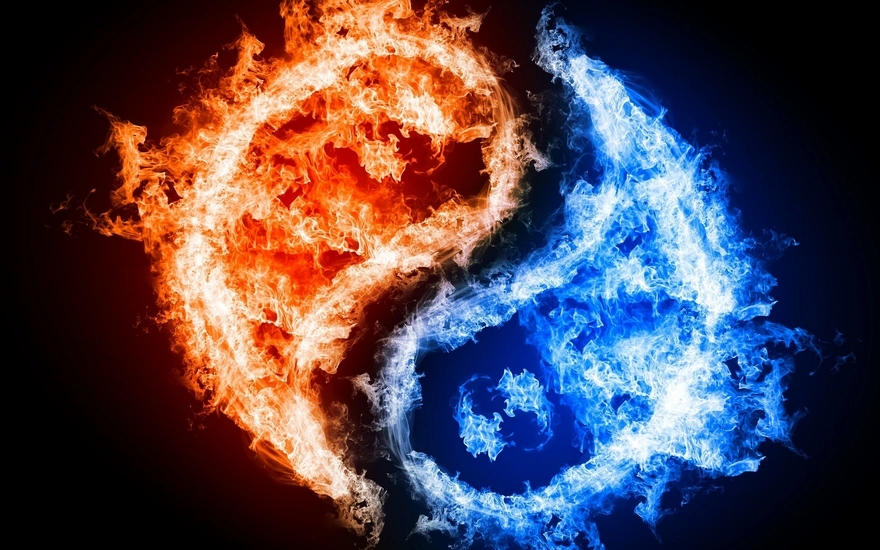 Symbol of Yin and Yang in the form of fire