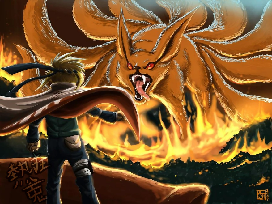 Naruto vs nine-tailed demon Kyubi (Kurama)