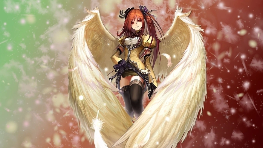 Аниме девушка с крыльями ангела
