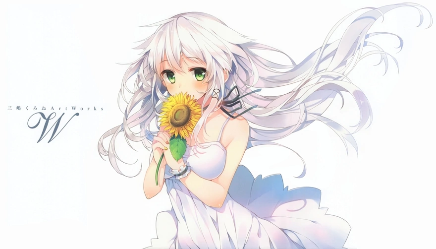 Картинка: Девушка, цветок, волосы, взгляд