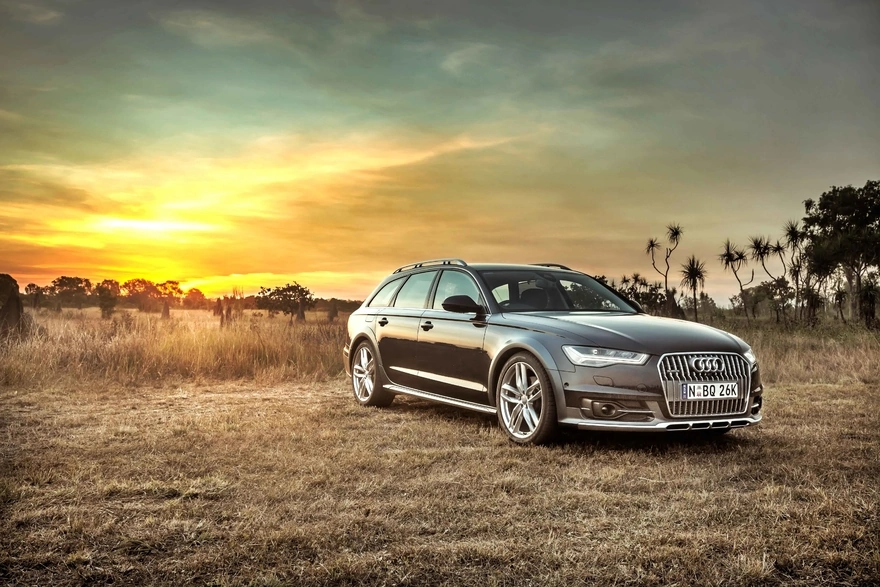 Image: Audi, A6, Allroad, TDI, quattro, C7, field, grass, sunset