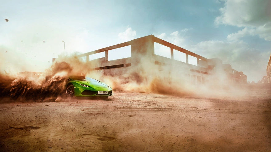 Зеленый Lamborghini суперкар