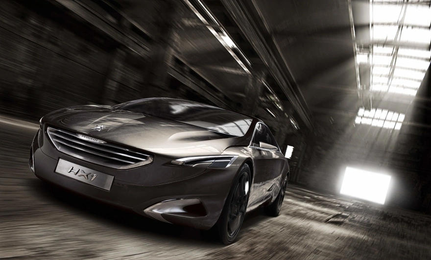 Image: Car, Peugeot, HX1, lights, wheels, motion