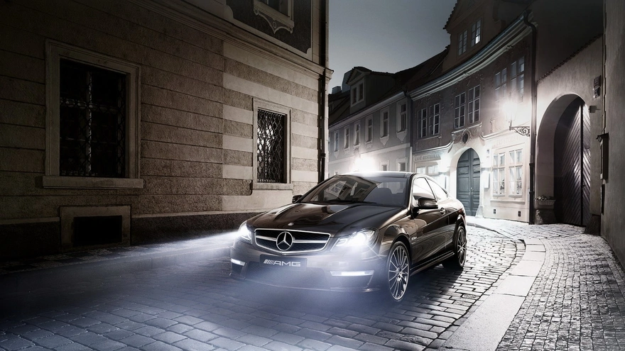 Mercedes-Benz AMG with the headlights