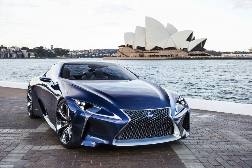 Lexus sports car on a background of the Sydney Opera house