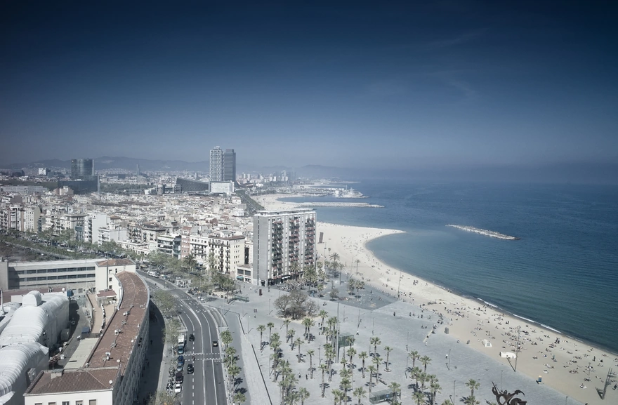 Панорамный снимок города Барселона в Испании