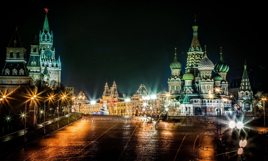Москва, Красная площадь ночью