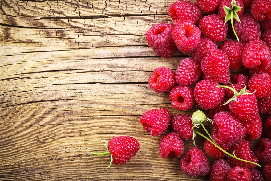 Image: Raspberry, food, red, sweet, wooden background
