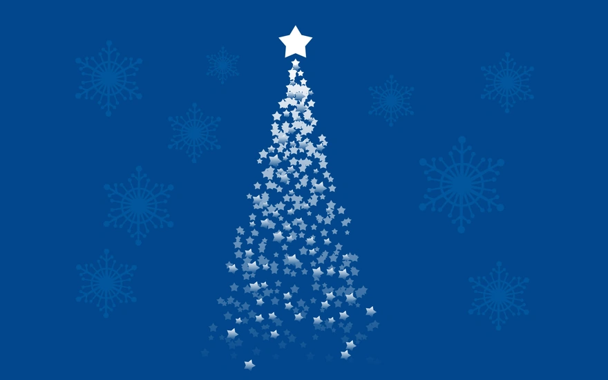 Christmas tree of stars on a blue background