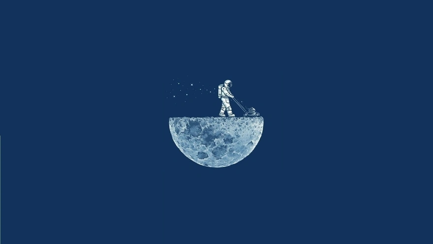 Astronaut "beveled" half moon