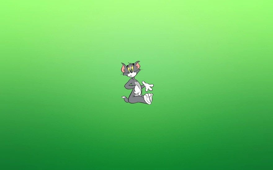 Кот Том из мультфильма "Том и Джерри" на зелёном фоне