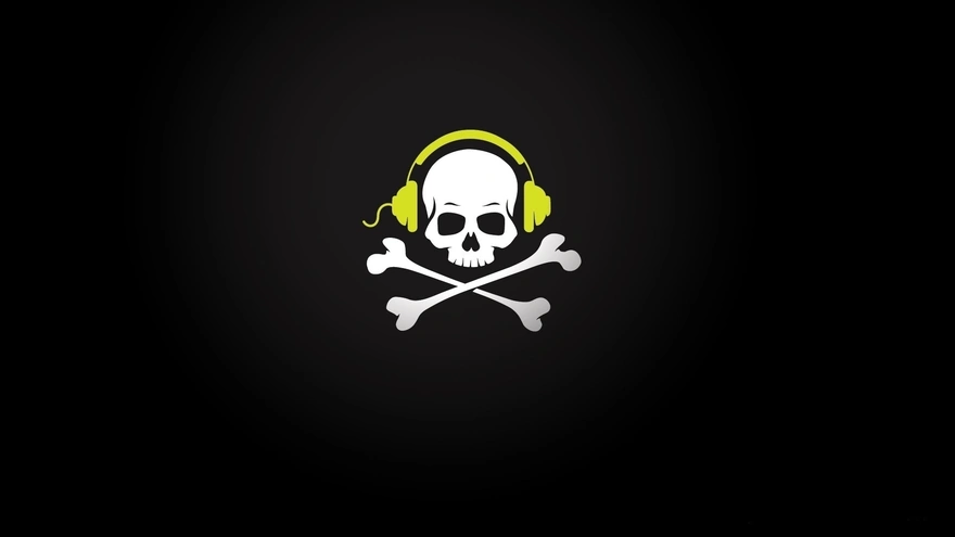 Skull listening to music