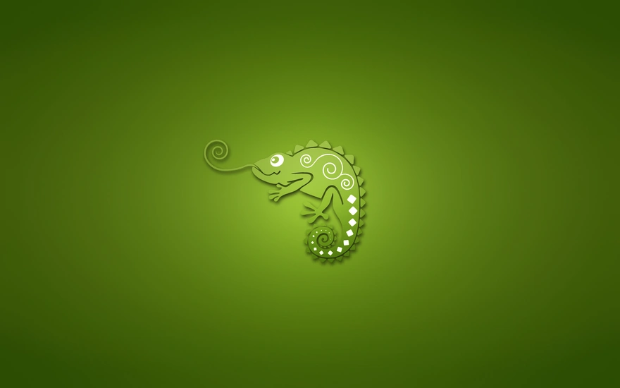 Chameleon on green background