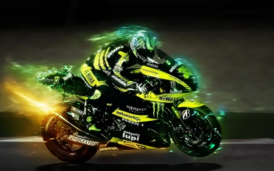 The glowing bike in motion
