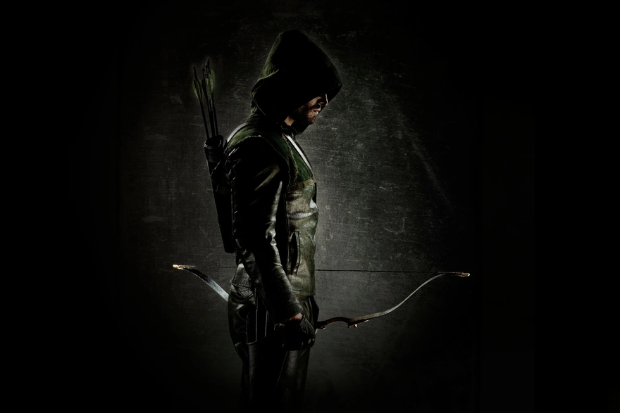 Картинка: Зелёная стрела, green arrow, лук, стрелы, супергерой, капюшон