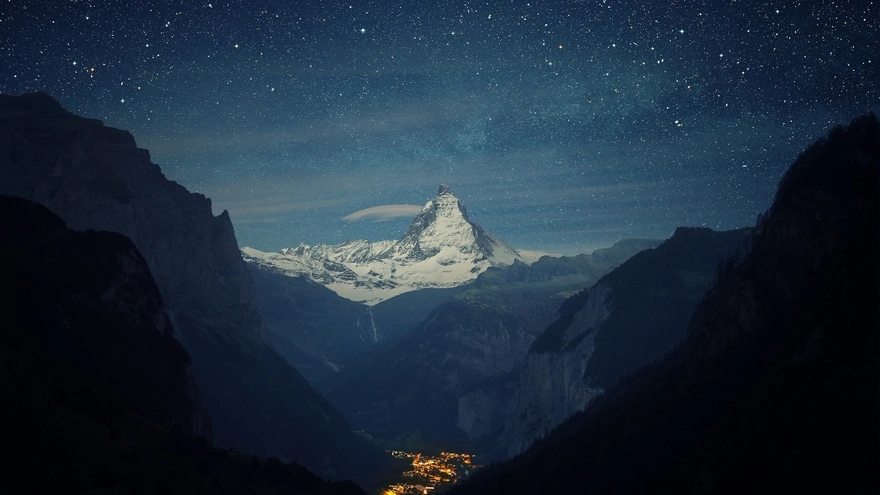 ночной вид на альпы
