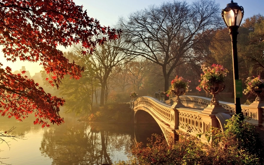 Осень. Вид на мост и реку