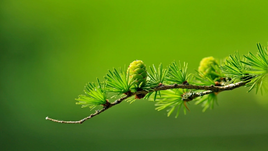 Image: Pine, larch, pinecone, green, needles, green background