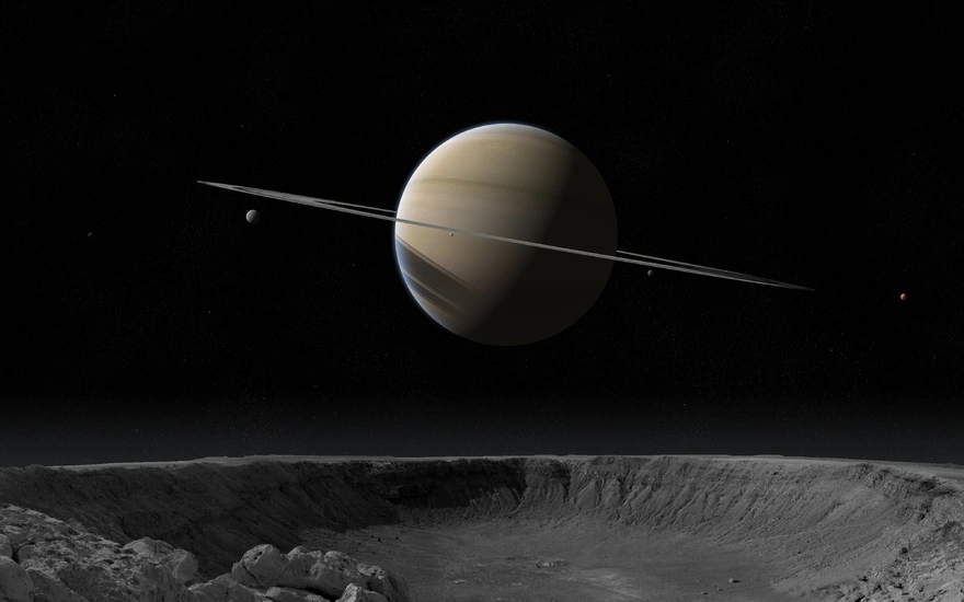 Газовый гигант Сатурн и его спутники
