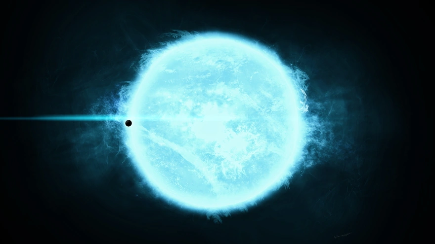 Голубая звезда и планета