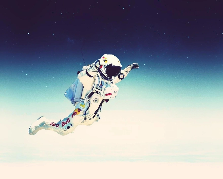 An astronaut flying in space