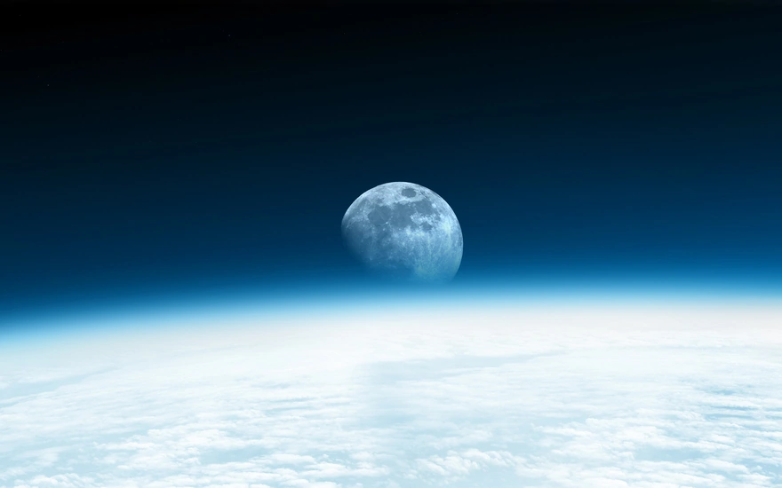 Спутник луна над атмосферой Земли