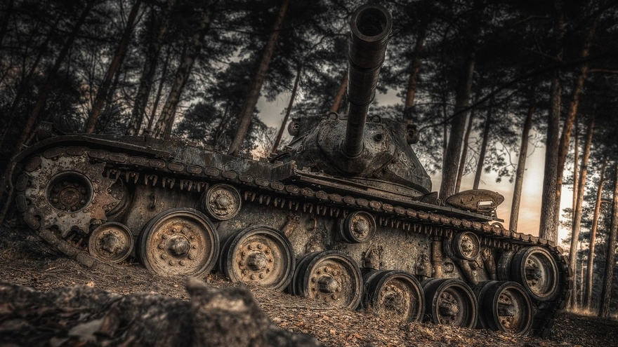 Abandoned tank in the forest