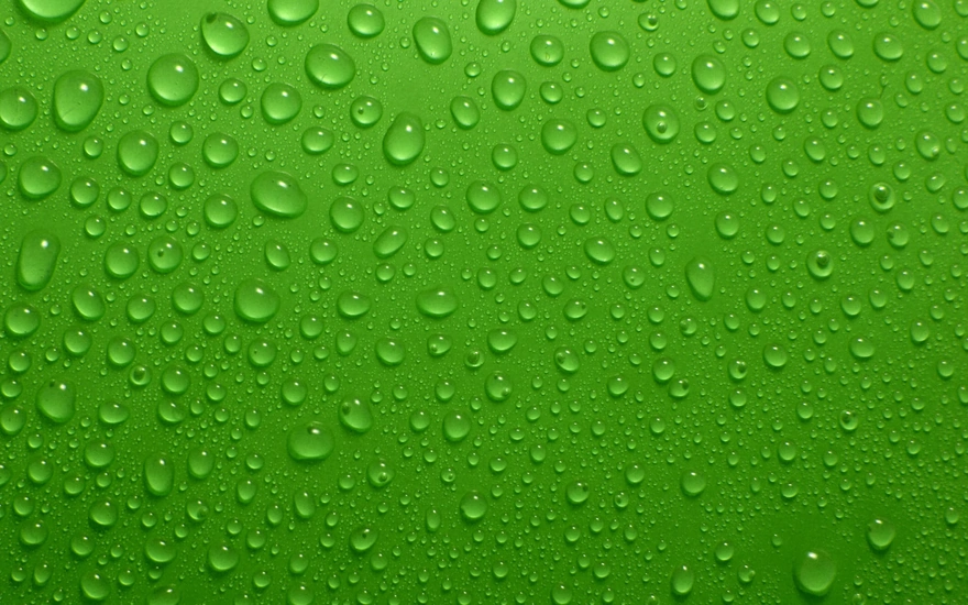 Водяные капли на зелёном фоне