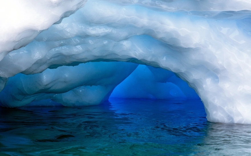 A water cave in the glacier