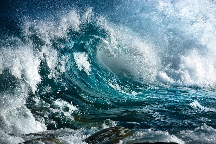 Картинка: Океан, вода, волна, брызги, стихия