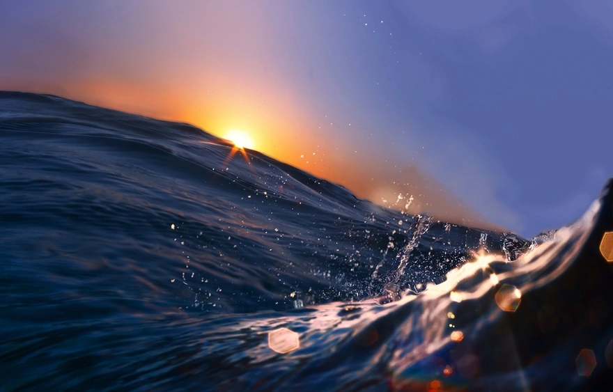 Water creates waves in the ocean
