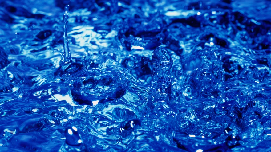 Splash of bluish water