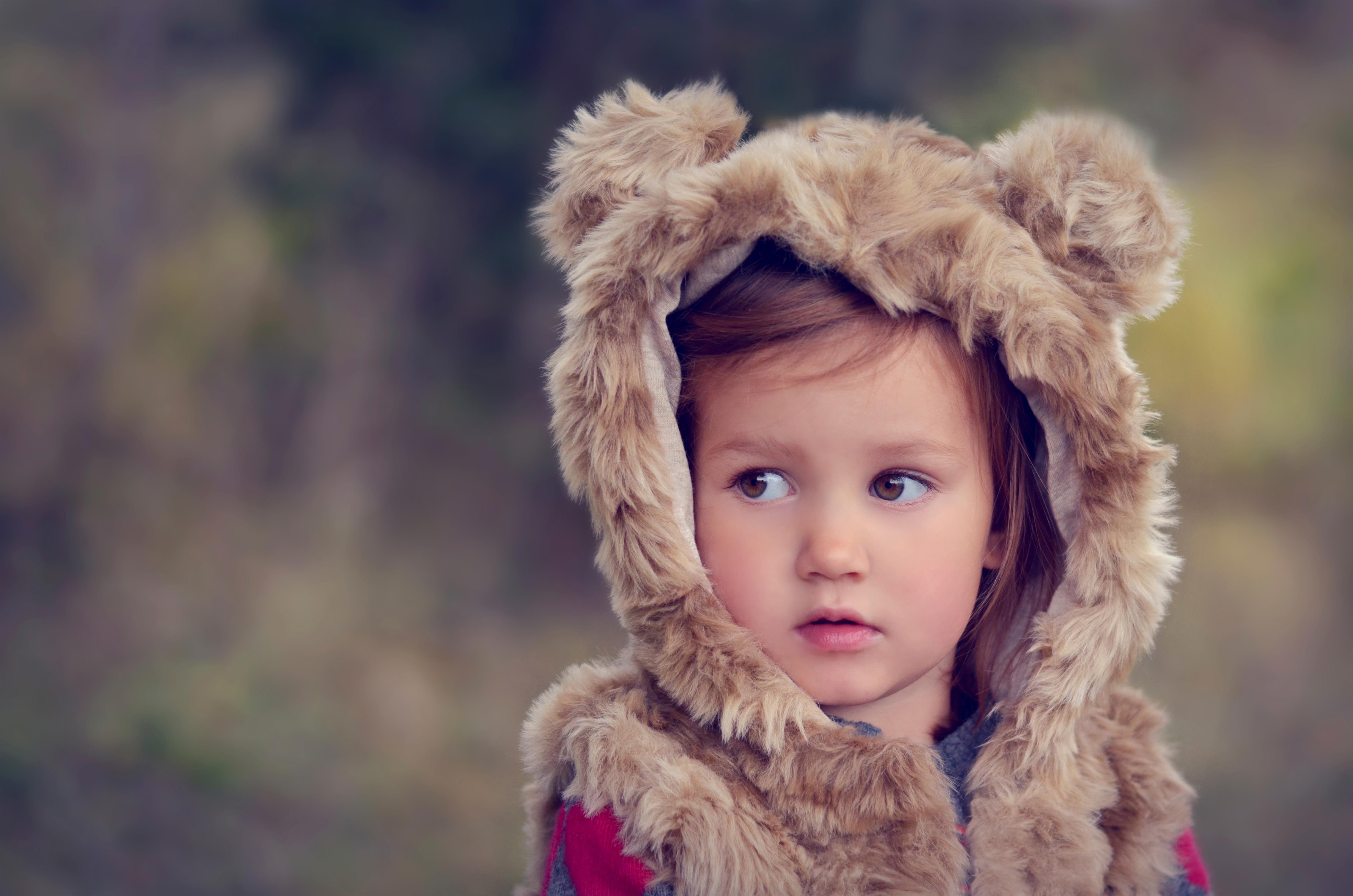 Image: The girl, looking to the side, suit, vest, fur, bear ears
