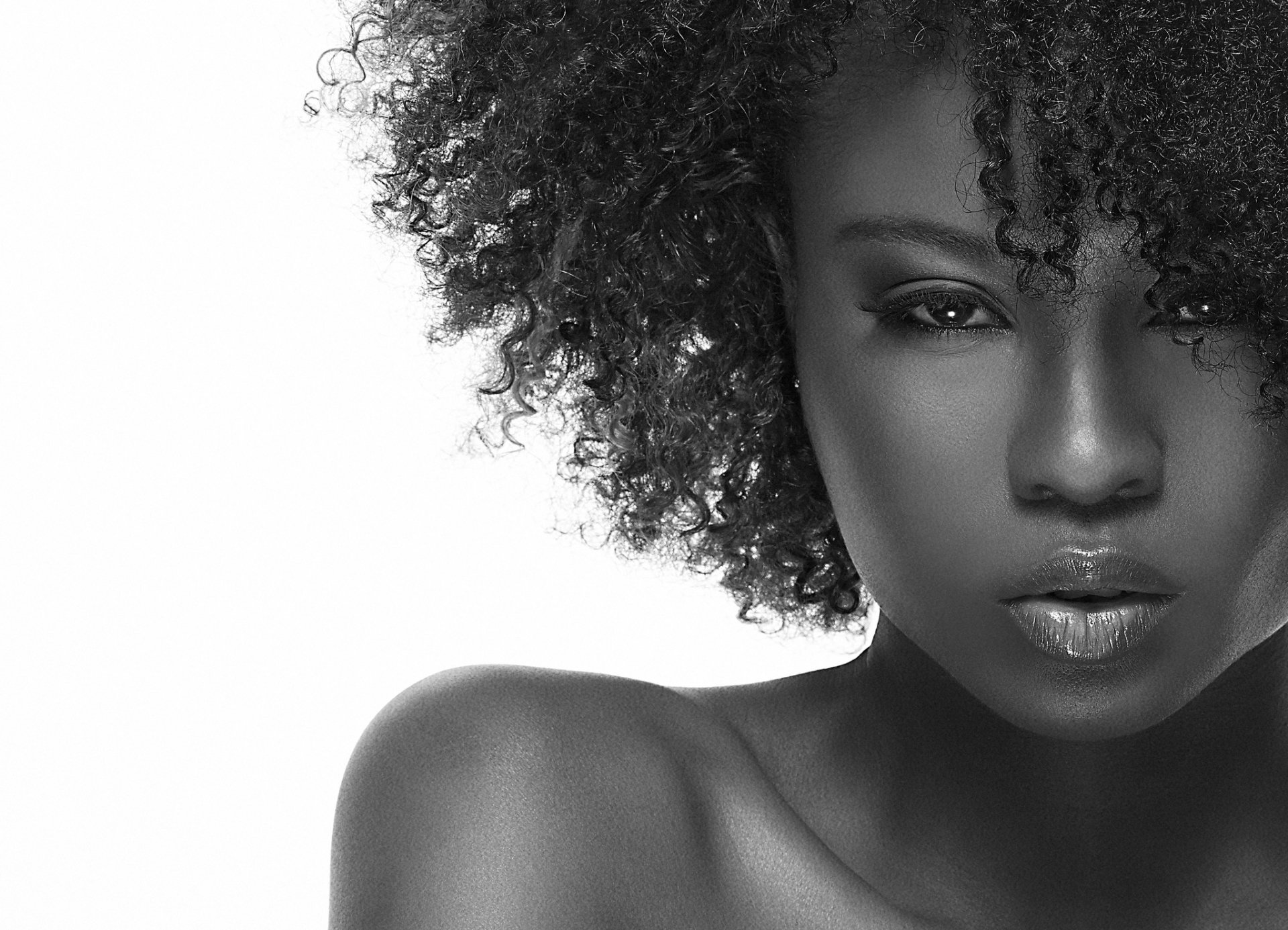 Image: Afroamericano, girl, black, face, lips, hair, curls