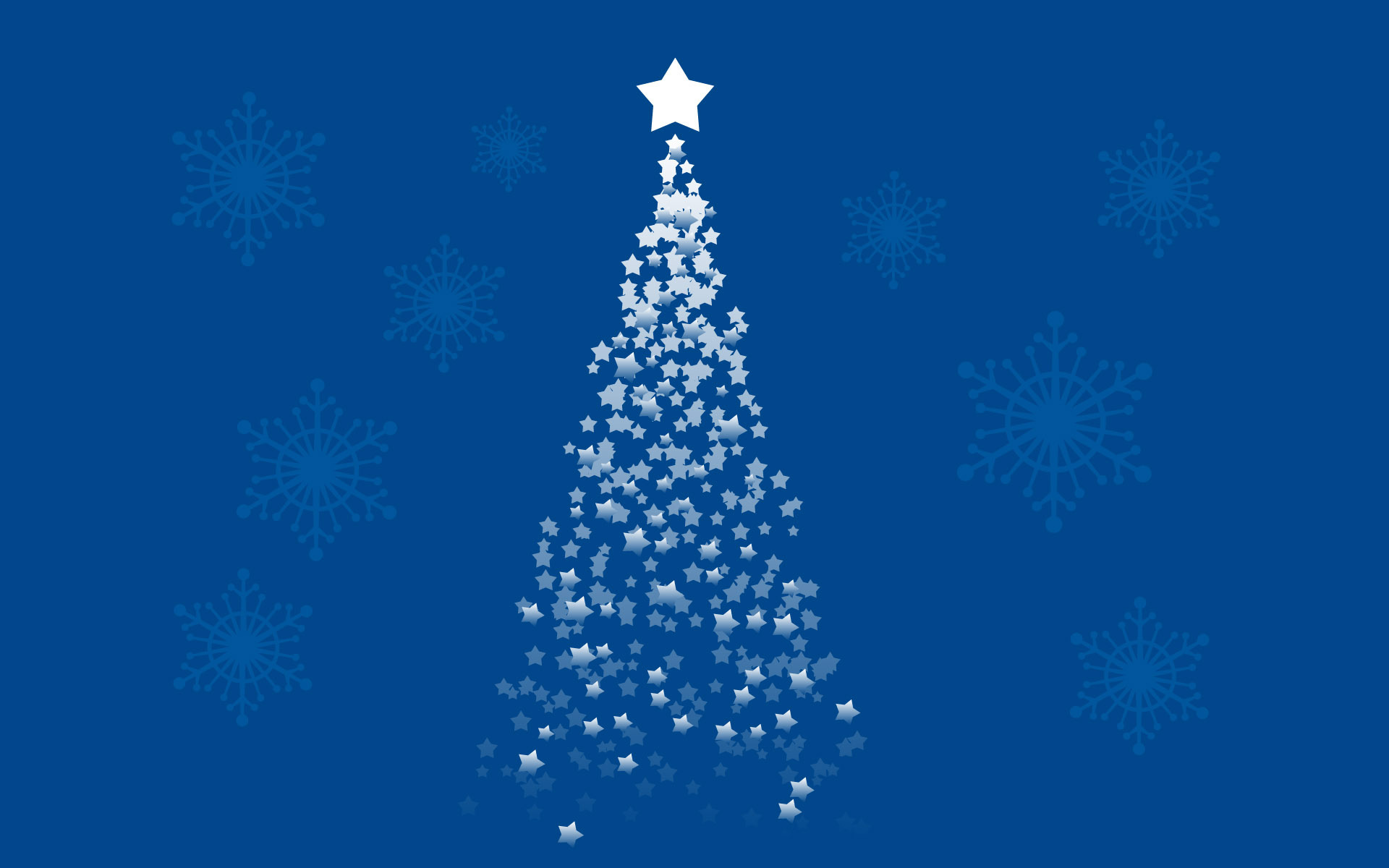 Image: New year, Christmas tree, stars, snowflakes, blue background