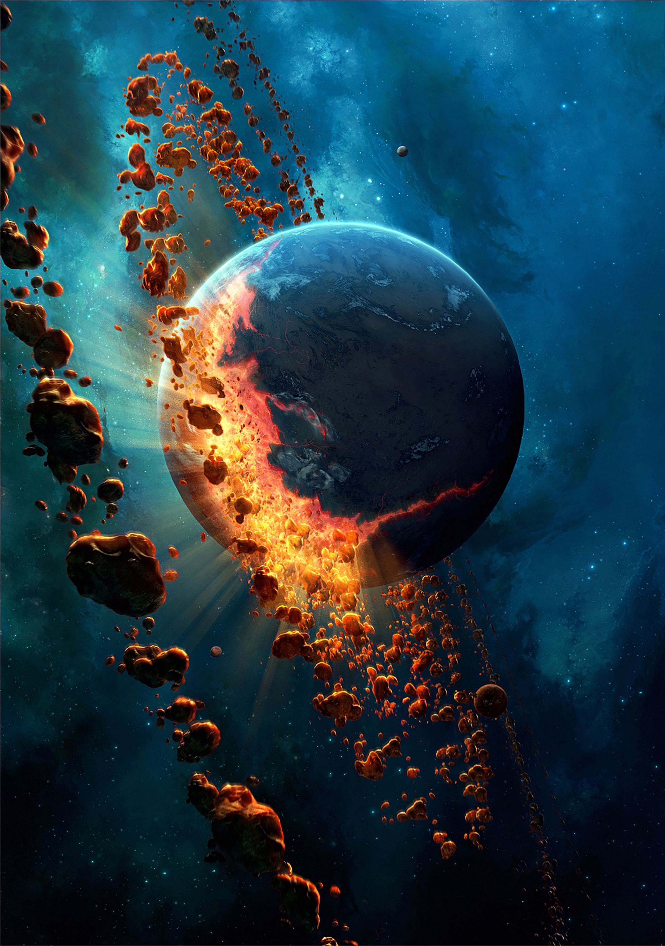 Image: Planet, space, destruction, collision, matter
