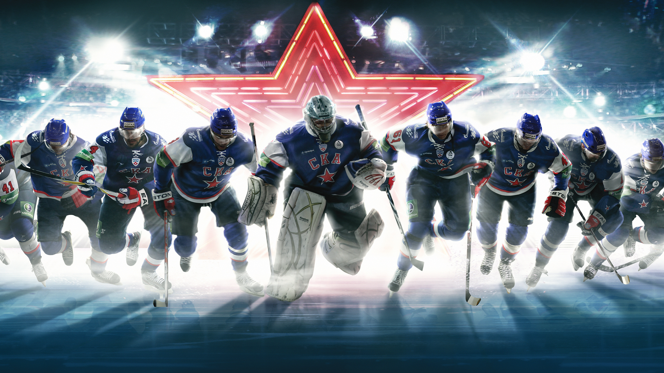 Image: Hockey, team, club, SKA, star, ice, goalkeeper, sticks, uniform