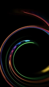 Картинка: Чёрный фон, линии, разноцветные, закручивание, эффект, спираль