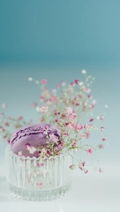 Image: Macaron, cookies, cake, lilac, glass, flowers, photographer, Larissa Farber